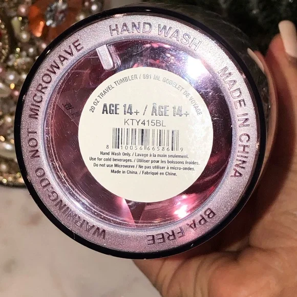 💖NWT💖 Hello Kitty Sanrio Striped Red & Pink Travel Mug with Lid - Picture 4 of 7